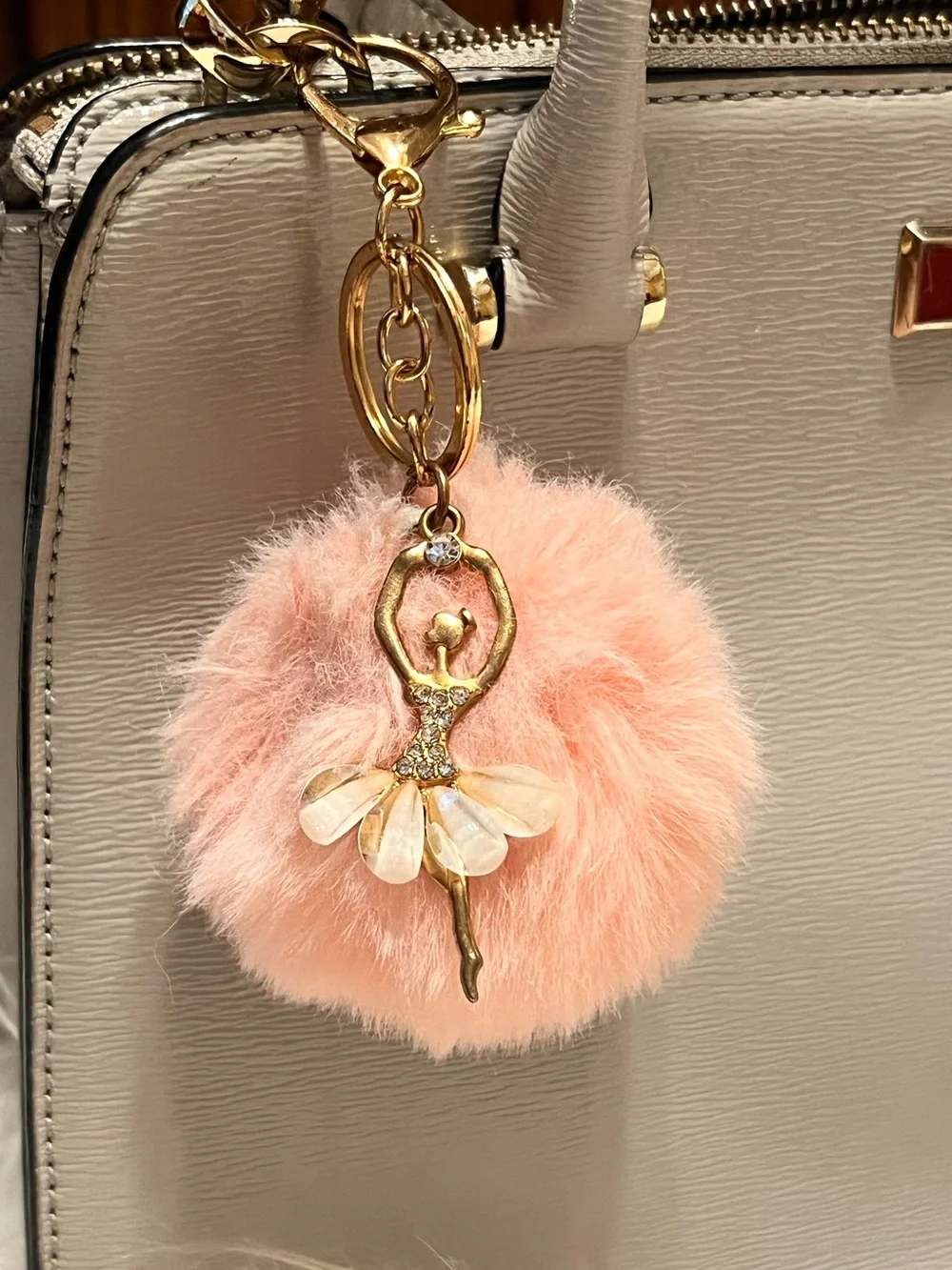 Pink Pom Pom Ballerina Keychain  or bag Charm